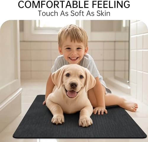 Mecko Bath Mat Ultra Thin Black, 20"x24"