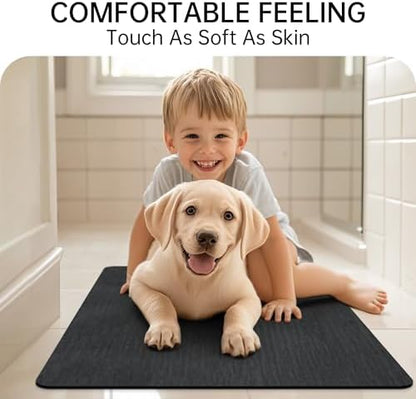 Mecko Bath Mat Ultra Thin Black, 20"x24"
