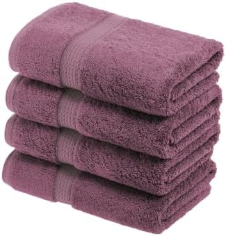 SUPERIOR Egyptian Cotton Plush & Absorbent, Hand Towel Set of 4, Plum