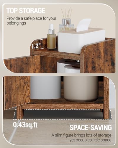Hzuaneri Bathroom Storage Cabinet, Small Corner Floor Cabinet with 2 Doors