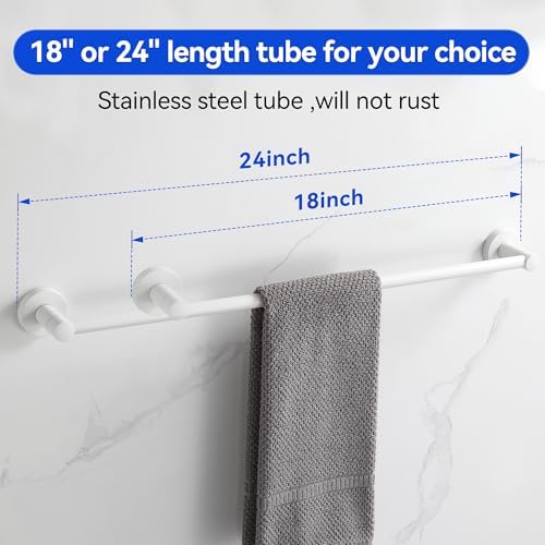 BGL Bathroom Accessories Set 4-Pieces White Zinc Alloy Wall Mounted Towel Racks for Bathroom