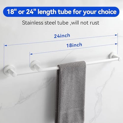 BGL Bathroom Accessories Set 4-Pieces White Zinc Alloy Wall Mounted Towel Racks for Bathroom