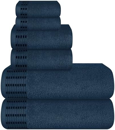 BELIZZI HOME Ultra Soft 6 Pack Cotton Towel Set, Contains 2 Bath Towels 28x55 inch, 2 Hand Towels 16x24 inch & 2 Wash Cloths 12x12 inch, Ideal Everyday use, Compact & Lightweight - Mineral Blue