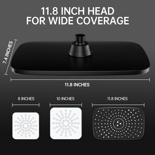Veken 11.8“ Rain Shower Head with Handheld,Dual High Pressure Shower Heads
