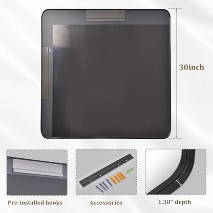 30"x 30" Black Bathroom Mirror - Aluminum Framed Wall Mirror, Bathroom Wall Mounted Vanity Mirror, Modern Bathroom Mirror, Bedroom, Living Room Wall Mirror, Hang Horizontally or Vertically