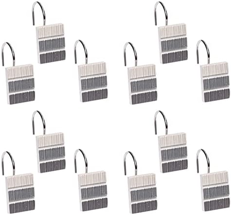 Zahari Home 13pc Modern Line Shower Curtain Set - Gray Luxury Contemporary Shower Curtains with Unique Design & 12 Hooks