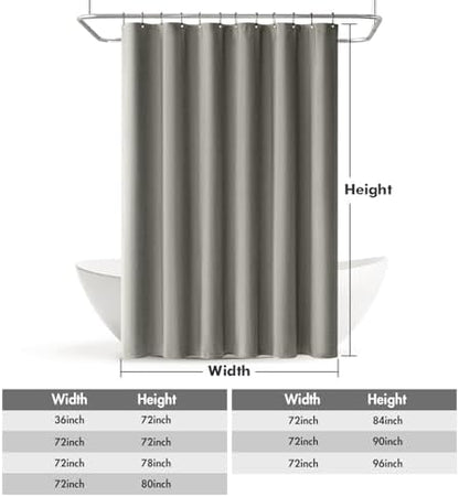 MIULEE Linen Fabric Shower Curtain Grey W72*L72 12 Metal Hooks