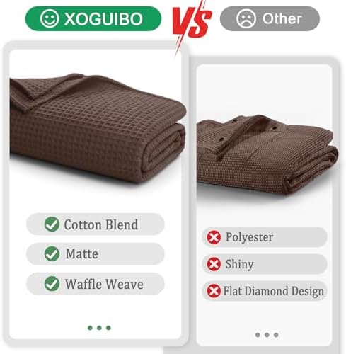 Waffle Weave Shower Curtain Heavyweight Cotton Fabric Brown 72Wx72L