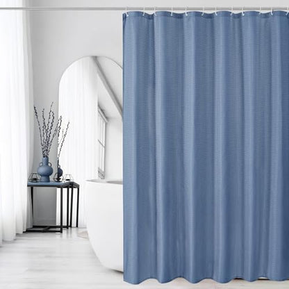 Gibelle Moonlight Blue Cloth-Textured Shower Curtain, Hotel Style, 72 X 72
