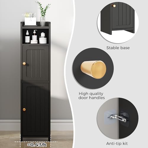 BEWISHOME Small Bathroom Storage Cabinet, 2 Doors Narrow Bathroom Cabinet