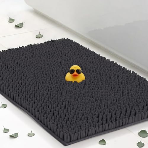 Chenille Bath Mats 22"x14", Plush Absorbent Bath Mats Quick Dry, Soft & Machine Washable, Non Slip Carpet for Bathroom, Thick Bathroom Rugs, Shower Restroom Rug Mat, Alfombras De Bano, Bathrugs