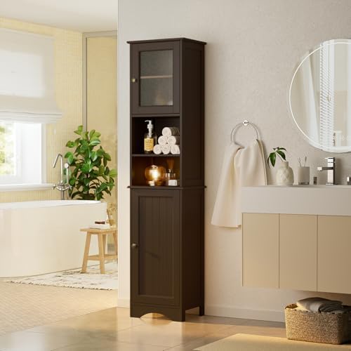 Gizoon Tall Bathroom Storage Cabinet with Adjustable Shelves
