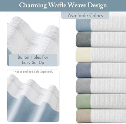 Madison Park Spa Waffle Weave Extra Long Shower Curtain, 72 x 84, Blue