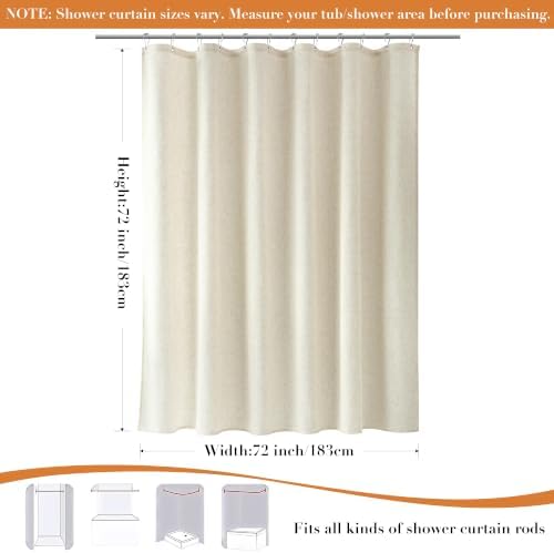 Nanspring Linen Shower Curtain for Bathroom 72x72 Inch 1 Panel Light Beige