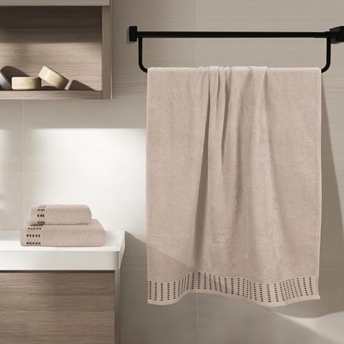 BELIZZI HOME Ultra Soft 3 Pack Cotton Towel Set, Contains a Bath Towels 28x55 inch, a Hand Towels 16x24 inch & a Wash Cloths 12x12 inch, Ideal Everyday use, Compact & Lightweight - Tan