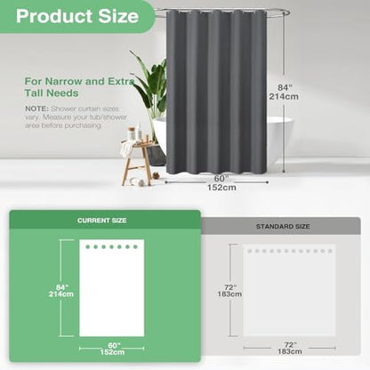Dynamene Stall Waffle Shower Curtain 256 GSM Heavy 60"x84" Charcoal Grey