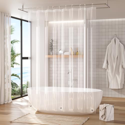 Titanker Clear Shower Curtain Liner 72x90, Extra Long Shower Liner PEVA Lightweight Inside Shower Curtains for Bathroom with Magnets and Grommet