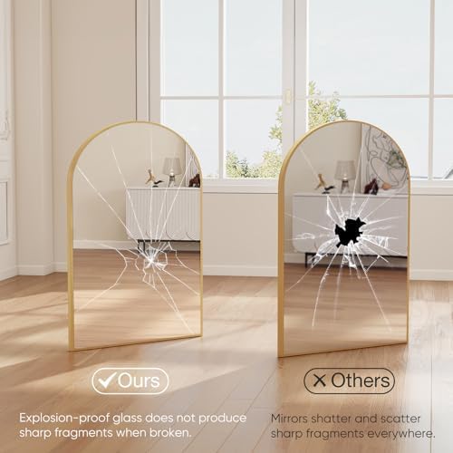 NEWBULIG 26"X38" Arched Bathroom Mirror for Over Sink, Wall Vanity Mirror