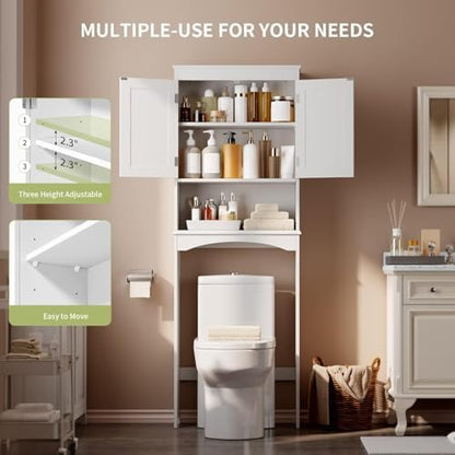 Gizoon Over the Toilet Storage Cabinet with Adjustable Shelf, White