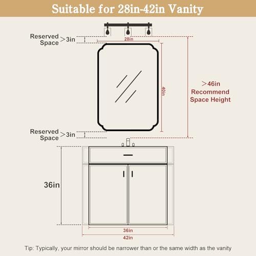 WallBeyond 28" x 40" Rounded Corner Arch Wall Mirror with Wood Frame for Entryway, Living Room or Bedroom Home Decor - Light Woodgrain [28 x 40 inches, Natural Color]