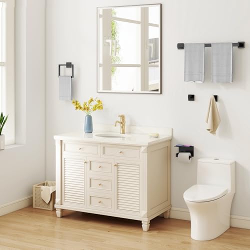 STWWO 10-Piece Matte Black Bathroom Hardware Accessories Set