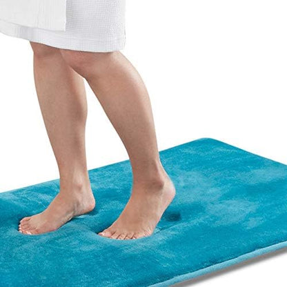 Memory Foam Bath Mat Non Slip Absorbent Super Cozy Velvet Bathroom Rug Carpet (22 inches X 36 inches, Caribbean Sea)