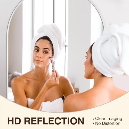 FICTOR 30" x 40" Arched Bathroom Vanity Mirror for Over Sink, Silver