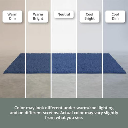MAYSHINE Small Plush Shaggy Chenille Bath Mat 23"x14" Extra Soft, Super Absorbent, Non-Slip Bathroom Rug | Fluffy Microfiber, Area Rug Sets for Bathroom Floor, Kitchen, Living Room | Dark Blue