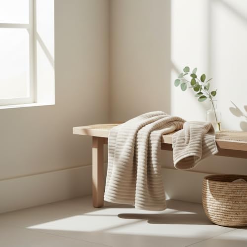 2 Piece Bath Sheets, 40"x80" Microfiber Bath Towels, Beige