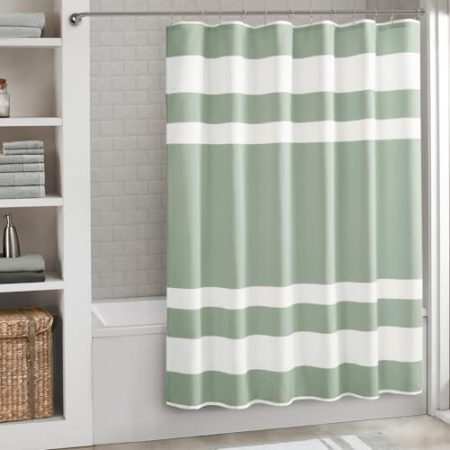 Madison Park Spa Waffle Weave Long Shower Curtain, 72 x 78, Sage Green