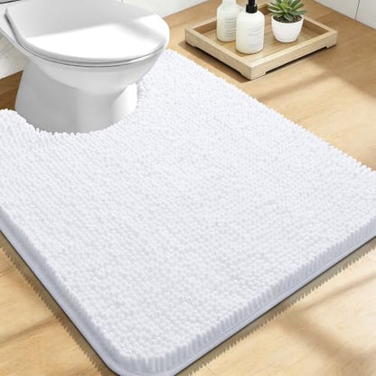 OLANLY Toilet Rugs U-Shaped 24x20, Soft Absorbent Chenille Contour Rugs
