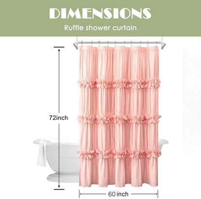 Homechoice Decor Victorian Peach Ruffle Shower Curtain with 10 Buttonholes