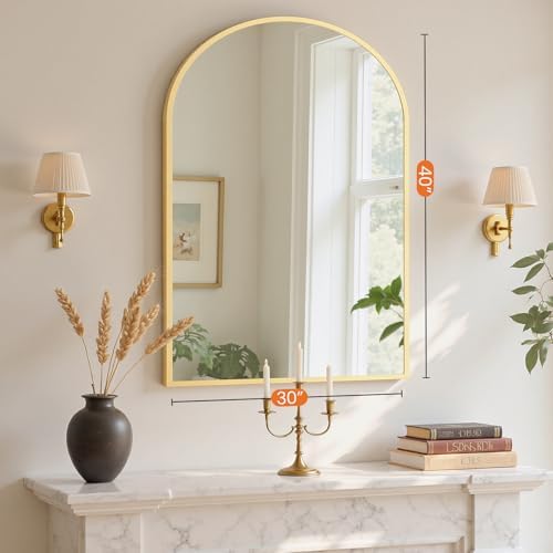 Sweetcrispy 30x40 Bathroom Mirrors for Wall, Arched Mirror for Over Sink