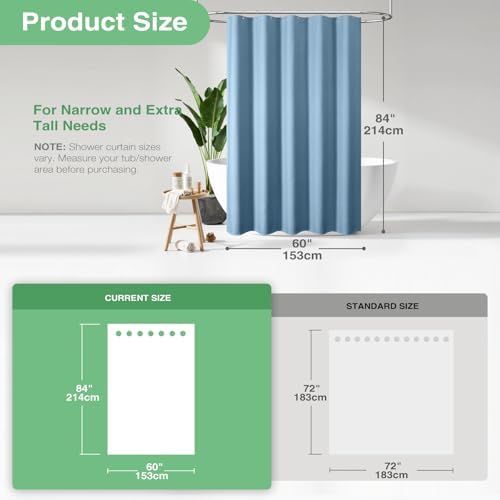 Dynamene Stall Waffle Shower Curtain 256 GSM Heavy 60"x84" Moonlight Blue