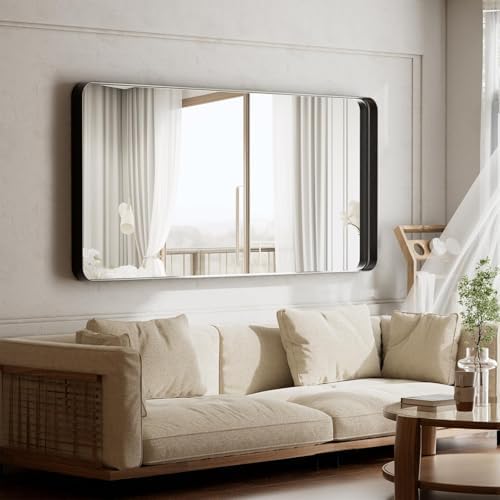 VooBang Bathroom Mirror 30"x56", Black Gorgeous Deep Frame Wall Mirror