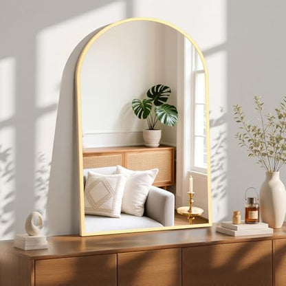 Sweetcrispy 26.5"x38" Arched Gold Bathroom Mirrors for Wall