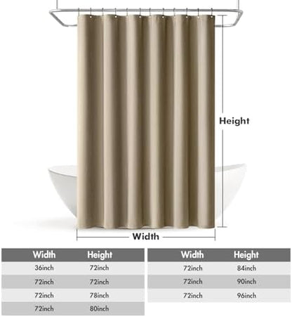MIULEE 72 x 84 Extra Long Linen Shower Curtain Khaki 12 Metal Hooks