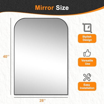 Delma 40"x28" Black Metal Framed Bathroom Mirror for Over Sink