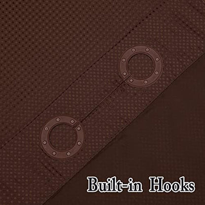 Gibelle No Hook Cloth Brown Shower Curtain with Liner, 36x74
