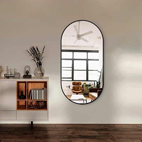Delma 48x24 Black Oval Bathroom Mirror for Over Sink, Aluminum Frame