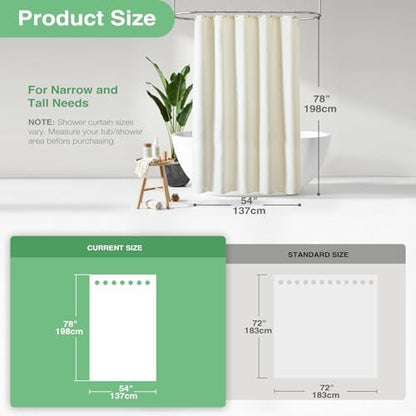 Dynamene Stall Waffle Shower Curtain 256 GSM Heavy Fabric 54x78 Cream/Ivory