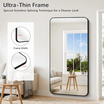 DESBING 72" x 36"Bathroom Mirror, Matte Black Wall Mirror with Metal Frame, Decorative Rectangular Vanity Mirror for Bedroom Bathroom Living Room Entryway (Horizontal/Vertical)