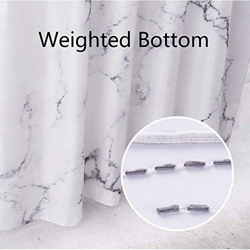 Marble Bathroom Shower Curtain,Grey and White Fabric Shower Curtain with Hooks,Unique 3D Printing,Decorative Bathroom Accessories,Water Proof,Reinforced Metal Grommets,Long 72x84 Inches