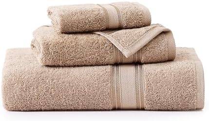 LANE LINEN Large Bath Towel Set Absorbent Quick Dry 100% Cotton - Taupe