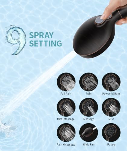 SR SUN RISE Filtered Shower Head with Handheld High Pressure 9 Spray Mode Showerhead Detachable Shower Head Water Softener Filters Beads for Hard Water Remove Chlorine 1 Filter ORB