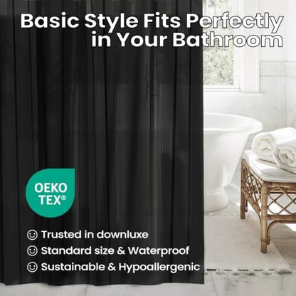 downluxe Shower Curtain Liner, PEVA Plastic Shower Liner with 3 Magnets, 72" x 72" Waterproof Bathroom Curtain, Black, 1 Pack