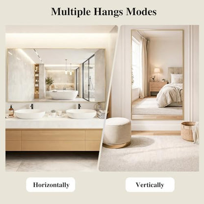 Koonmi Gold Mirrors for Wall, 26x38 Inch Bathroom Mirror, Rectangular Wall Mirror for Living Room Bedroom Bathroom, Hangs Horizontally or Vertically