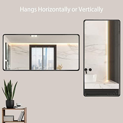 LOAAO 60X28 Inch Black Bathroom Mirror Metal Framed