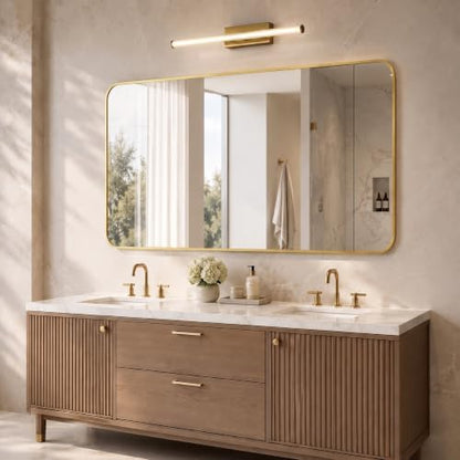 30x48 Inch Brushed Gold Rounded Rectangle Bathroom Vanity Mirror