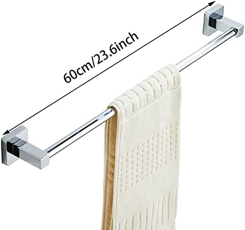 Chrome Bathroom Hardware Set 4 Pieces,Bathroom Accessories Set Stainless Steel Wall Mounted, Hand Towel Bar, Towel Ring, Robe Towel Hooks,Toilet Paper Holder,Towel Bar Set, 23.6 Inch